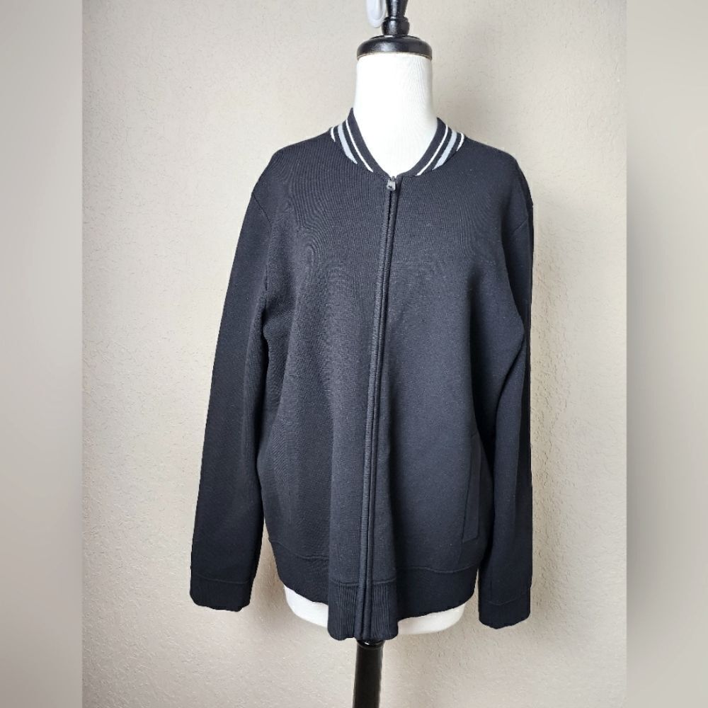 Vince Bomber Jacket with Striped Collar Black Size M